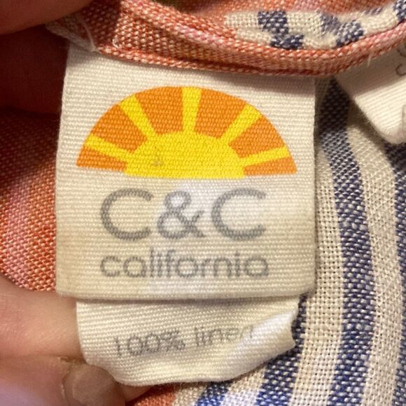 C&C California 100% Linen Rainbow Colorful Striped Top Size XS - Picture 4 of 11